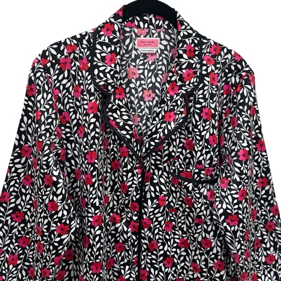 Kate Spade Floral Pajama Button up Top Comfy Cute Chic Women's Size L - Picture 3 of 11